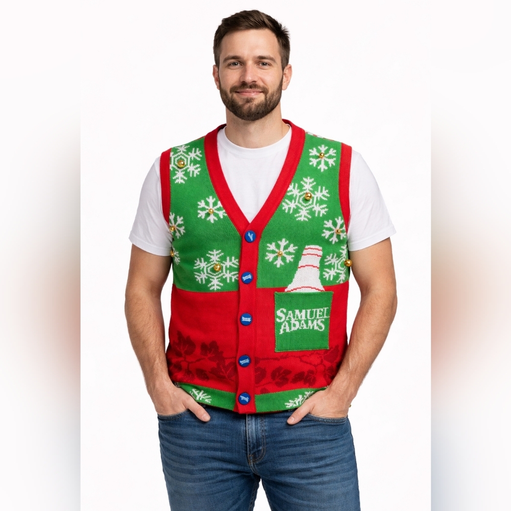 Men's Samuel Adams Ugly Christmas Sweater Vest Size Medium